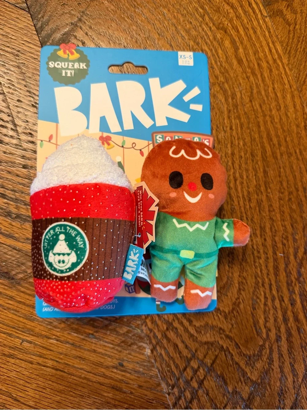 Bark Holiday Gingerbread Plush Toy with Red & Green Cup